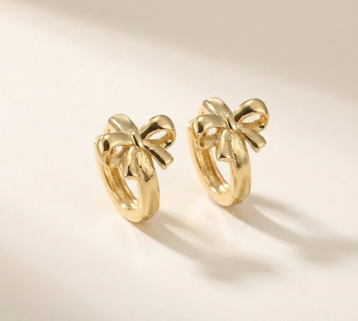 Gold Bow Hoop Earrings