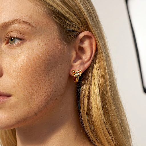 Gold Bow Hoop Earrings