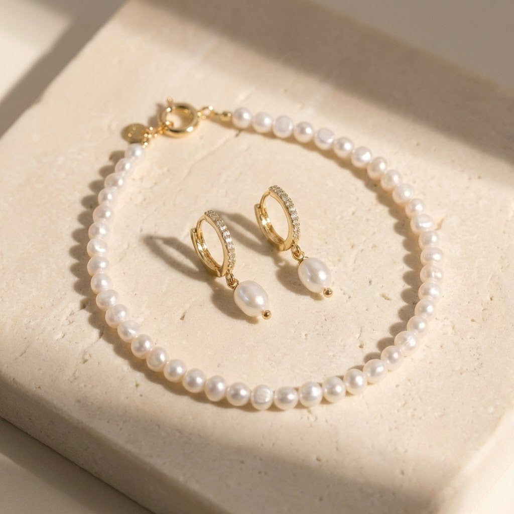 Baroque Pearl Bridal Necklace & Earrings Set