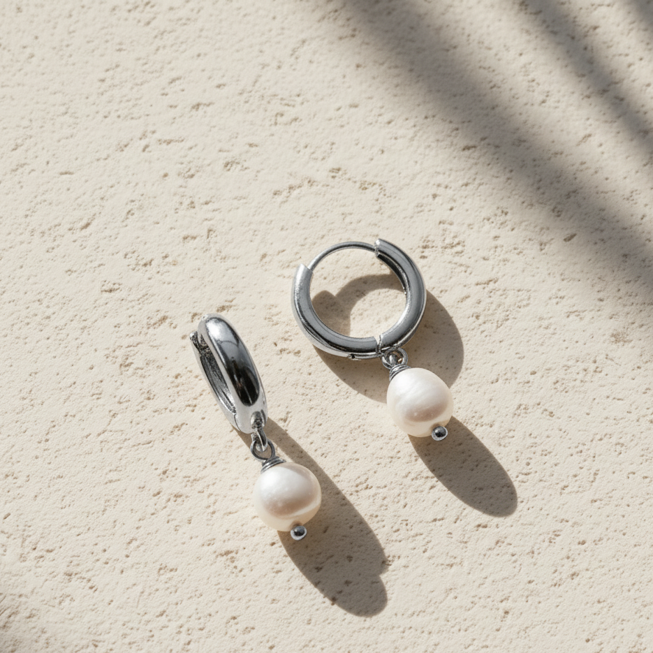 Silver Mini Pear Earrings