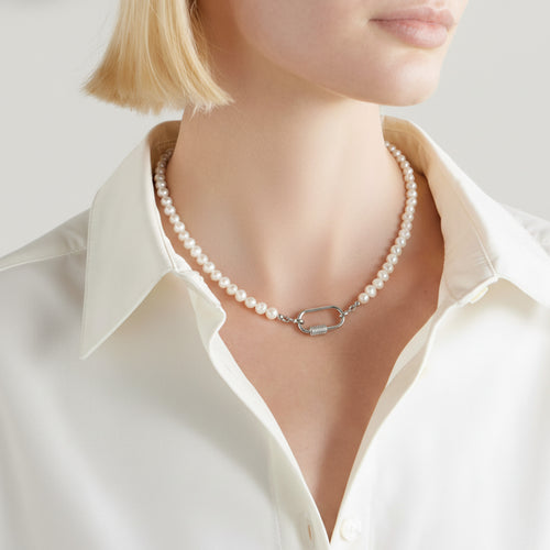 Freshwater Pearl Necklace with Carabiner Clasp