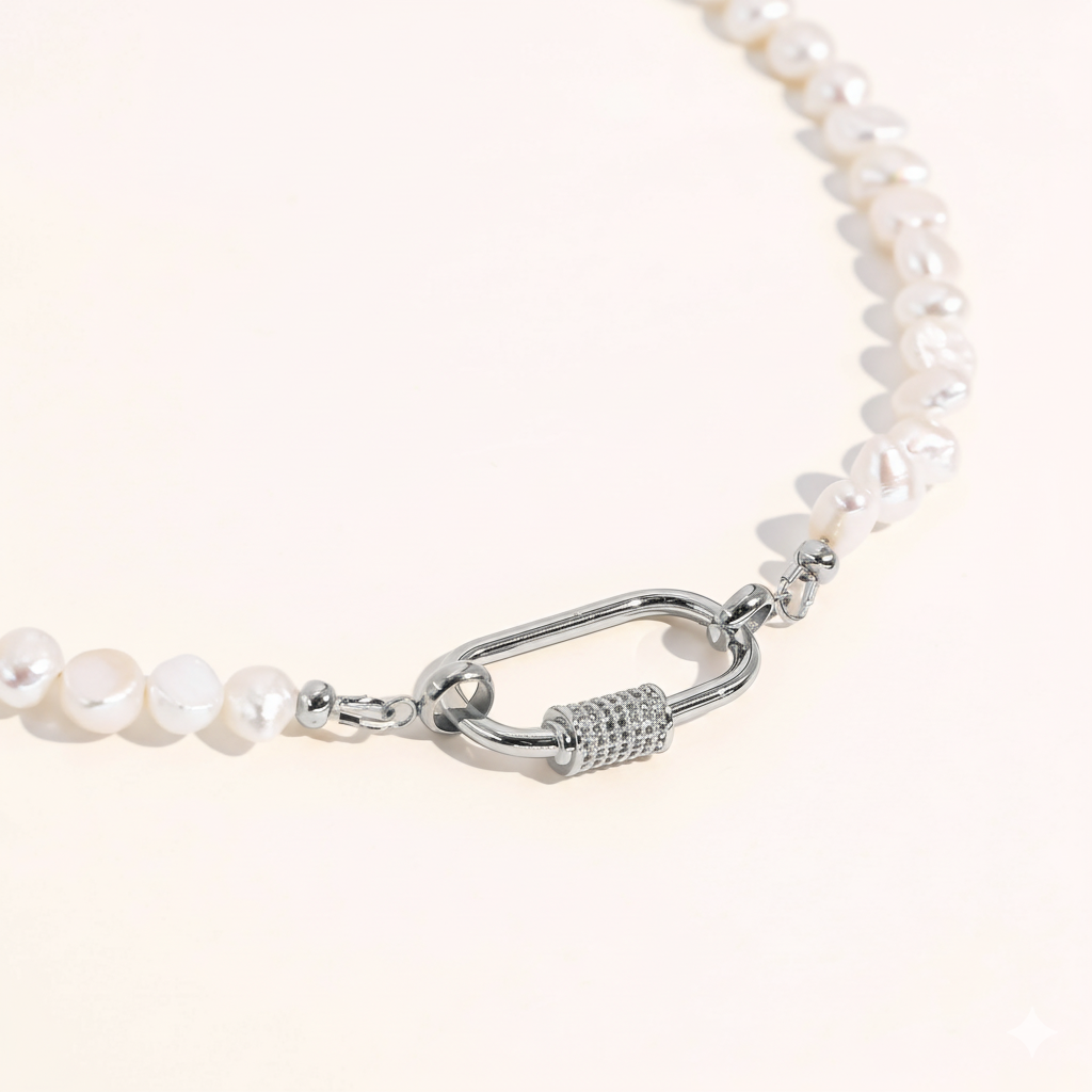 Freshwater Pearl Necklace with Carabiner Clasp
