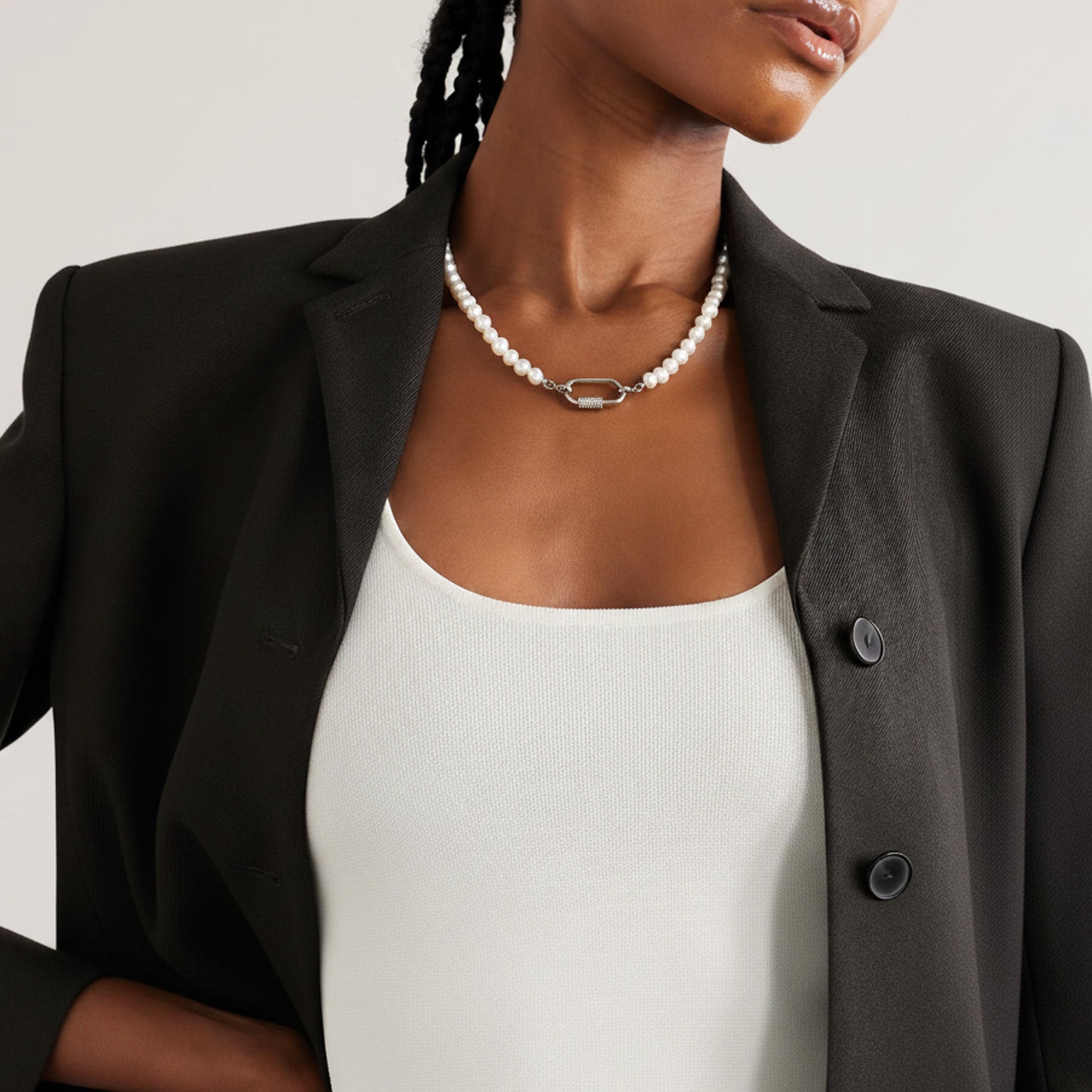 Freshwater Pearl Necklace with Carabiner Clasp