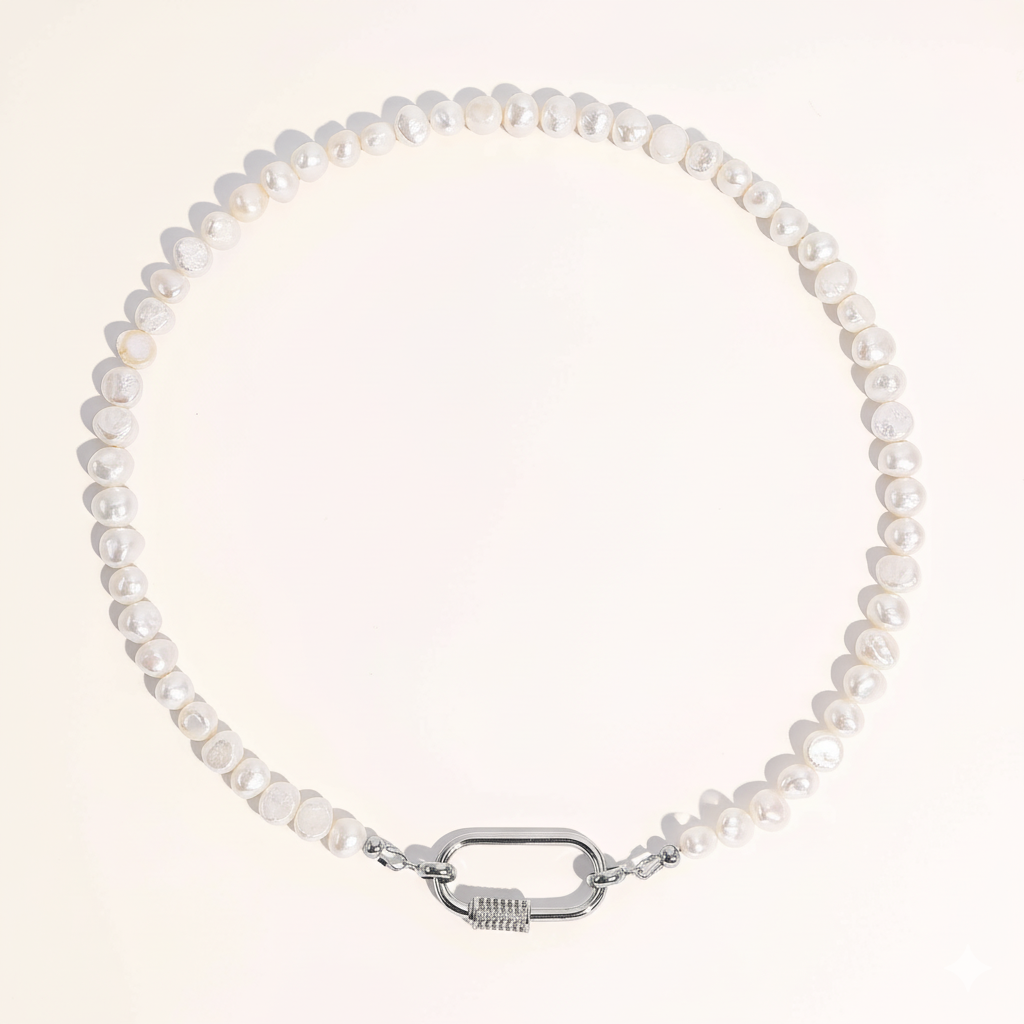 Freshwater Pearl Necklace with Carabiner Clasp