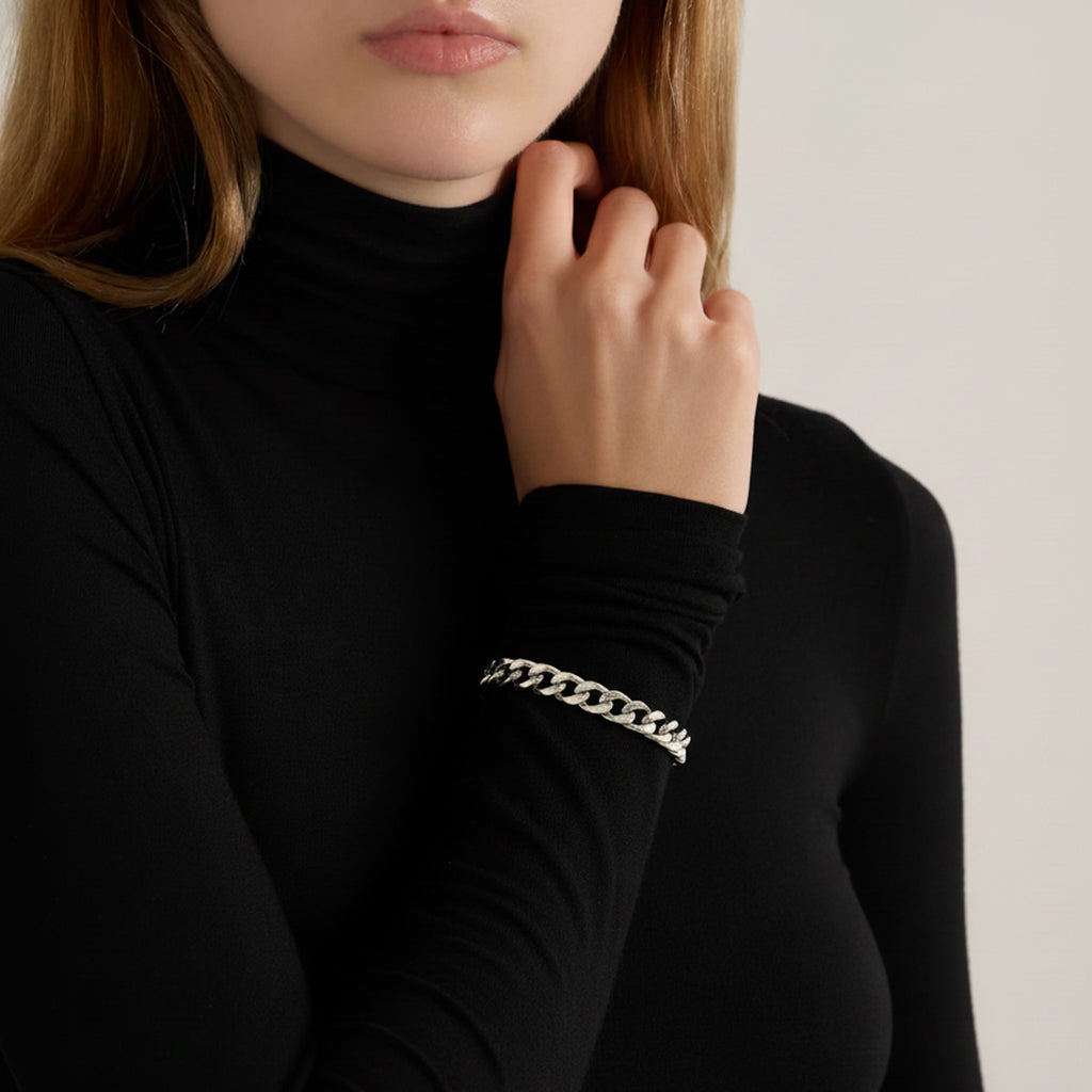 Silver Chunky Cuban Chain Bracelet