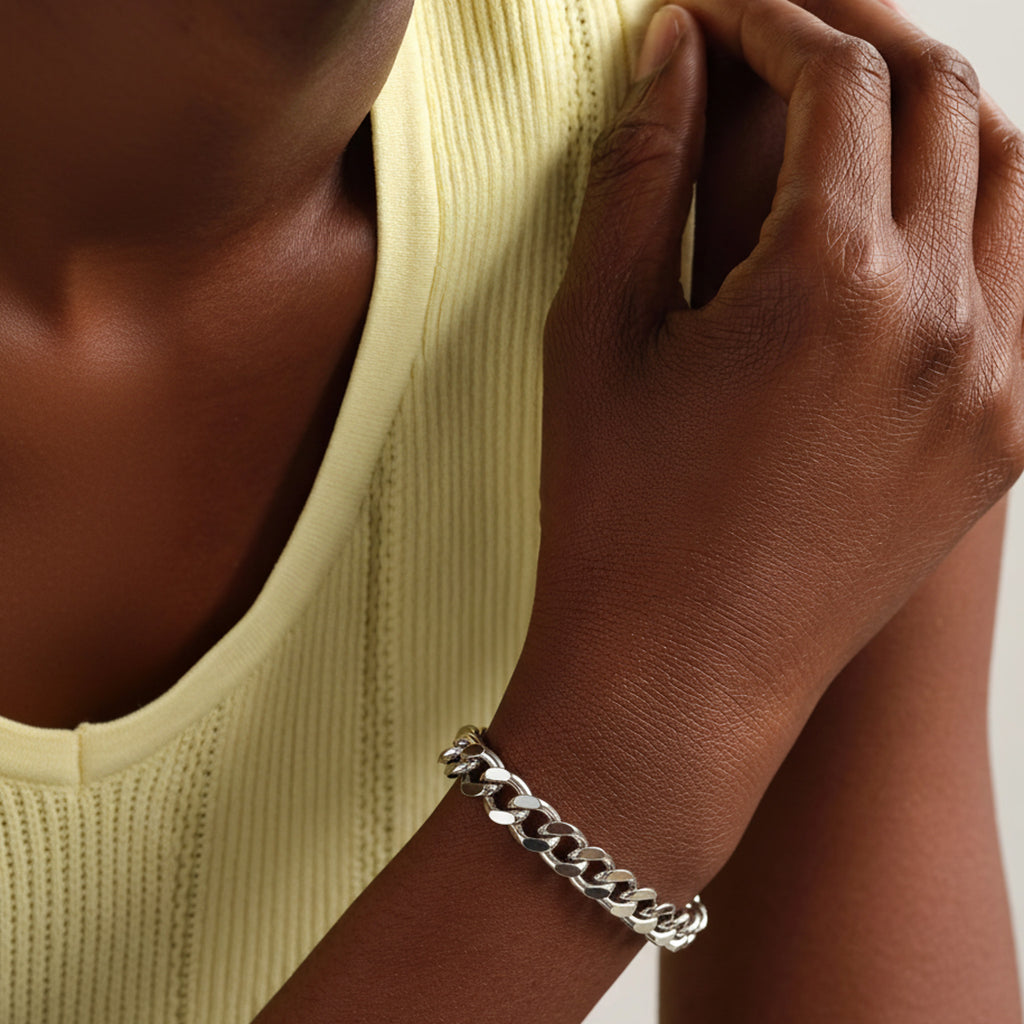 Silver Chunky Cuban Chain Bracelet