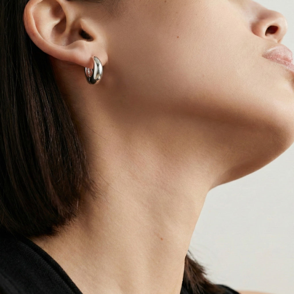 Lucie Silver Huggie Earrings