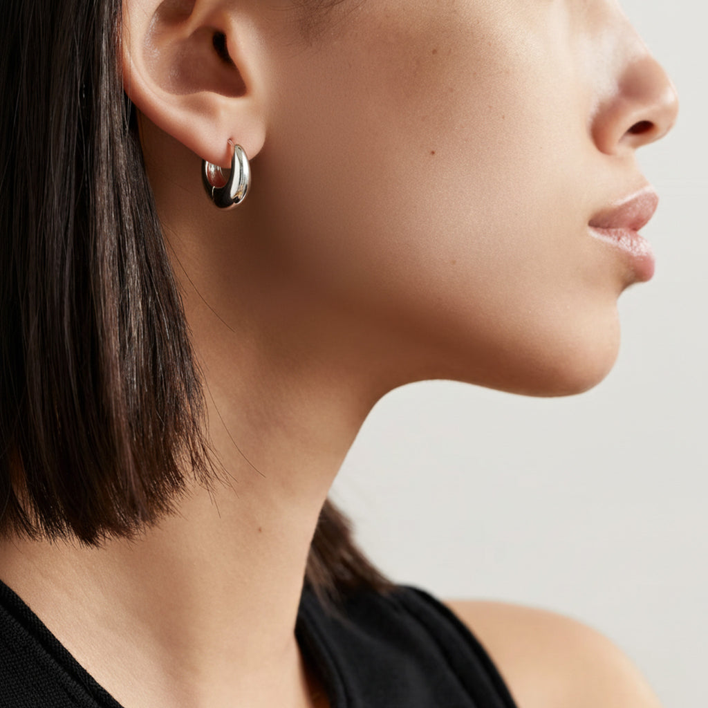 Lucie Silver Huggie Earrings