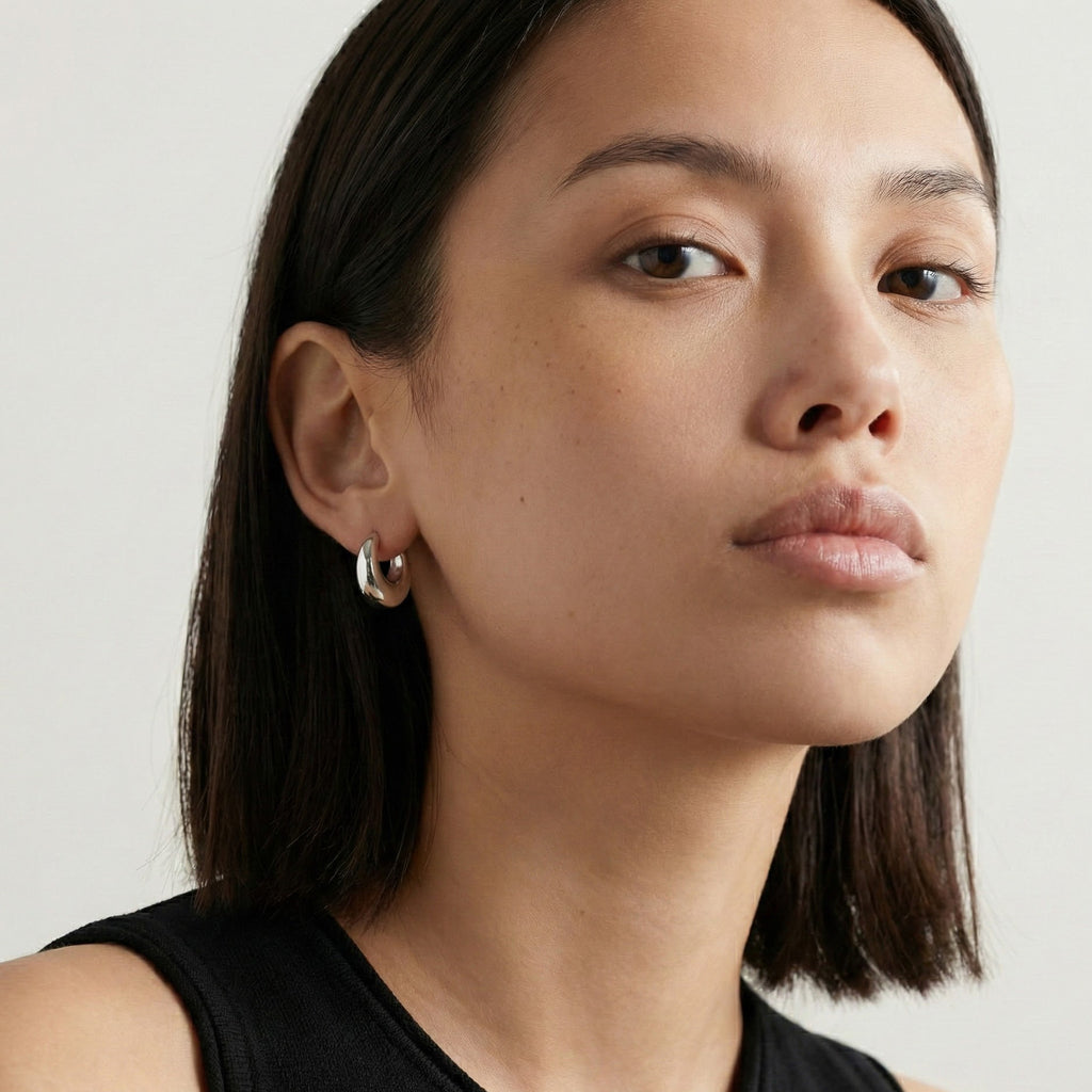 Lucie Silver Huggie Earrings