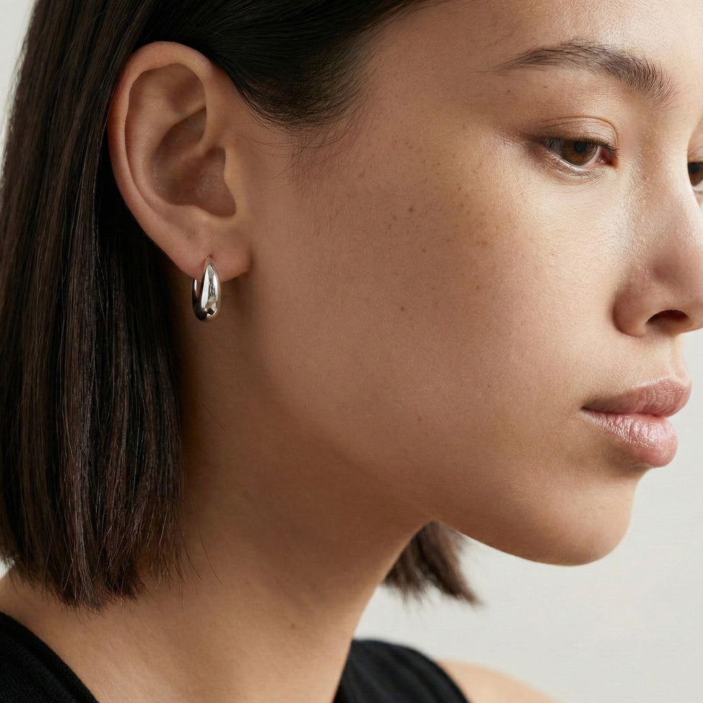 Lucie Silver Huggie Earrings