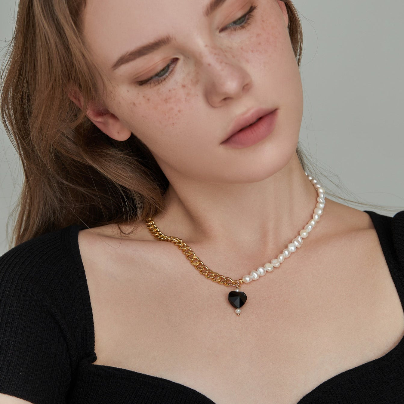Kuro Baroque Pearl & Heart Chain Necklace – Joey Baby