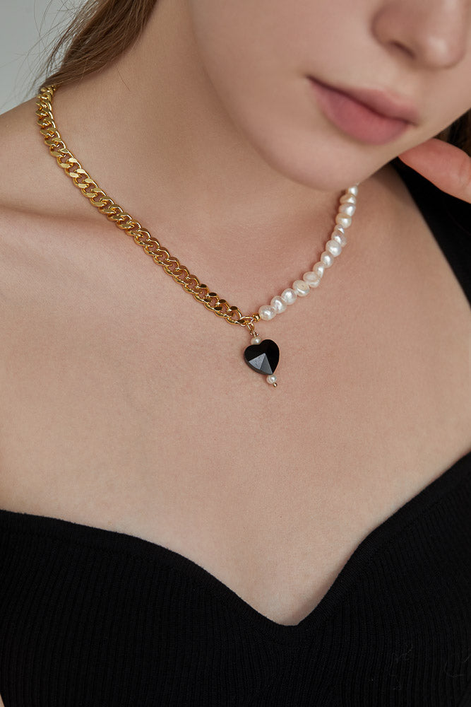 Kuro Baroque Pearl & Heart Chain Necklace – Joey Baby