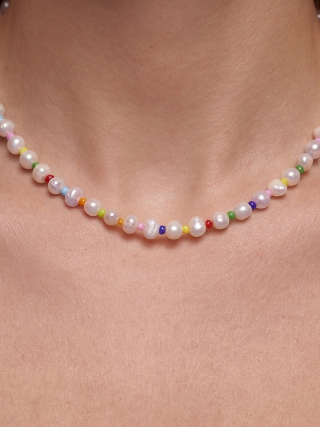 Amber Rainbow Freshwater Pearl Necklace