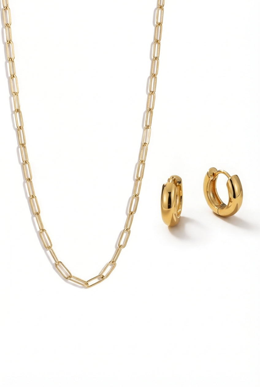 New Anne Necklace + Antoni Earrings Set | Gold