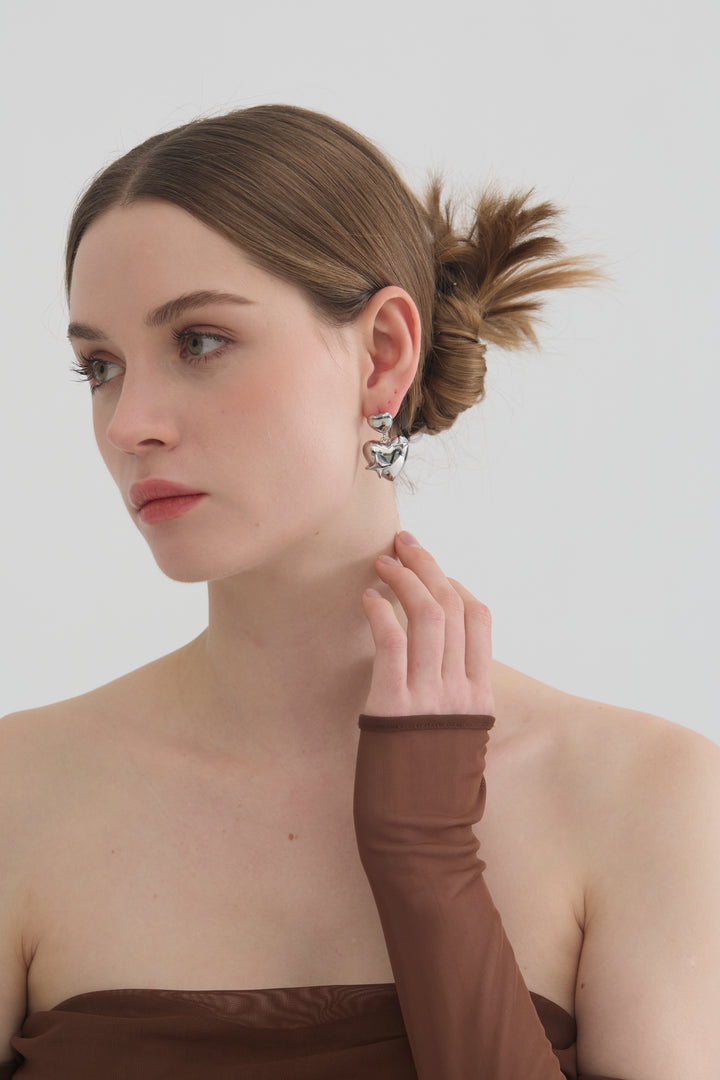Gianna Heart Sculpture Earrings