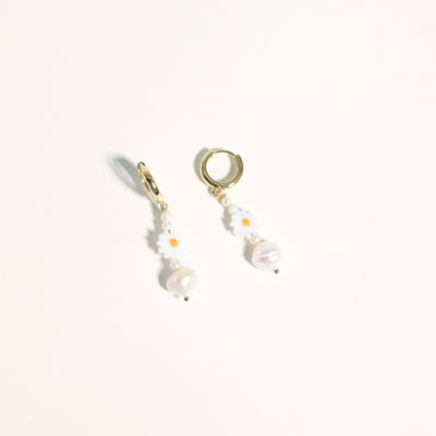 Daisy Flower Pearl Earrings - Joey Baby