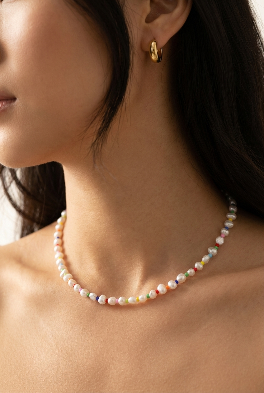 Amber Pearl Necklace & Antoni Earrings Set