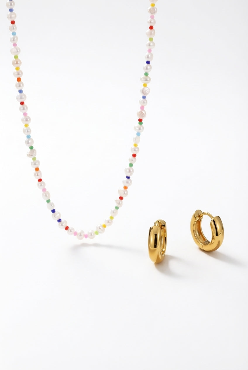 Amber Pearl Necklace & Antoni Earrings Set