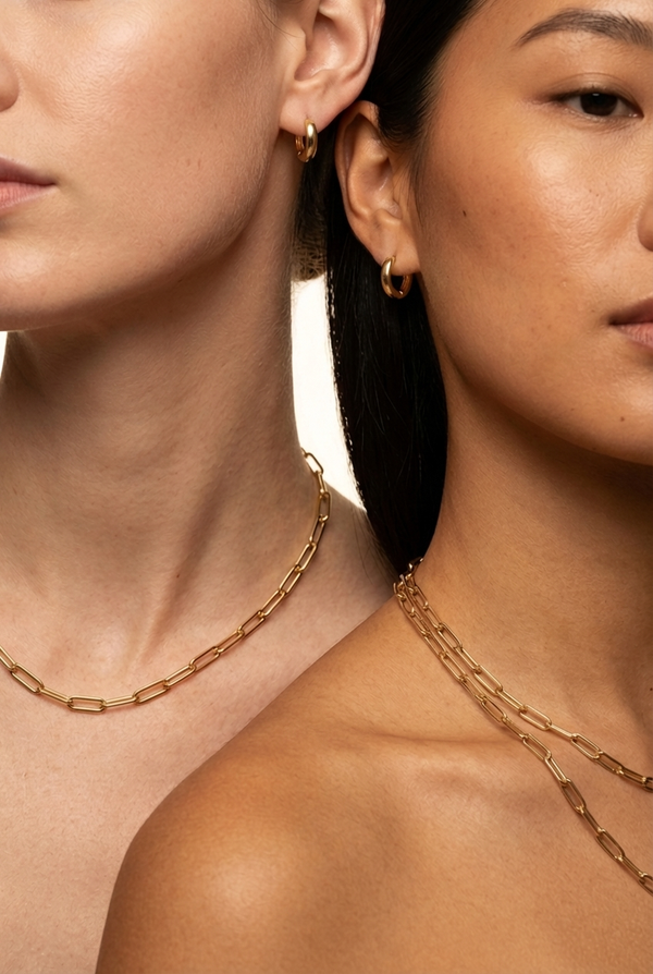 New Anne Necklace + Antoni Earrings Set | Gold