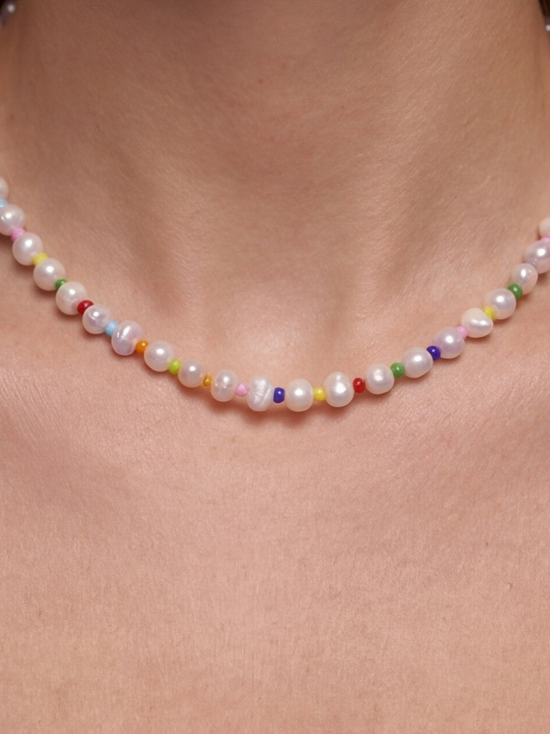 Amber Rainbow Freshwater Pearl Necklace