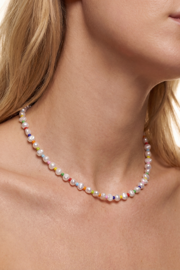 Amber Rainbow Freshwater Pearl Necklace