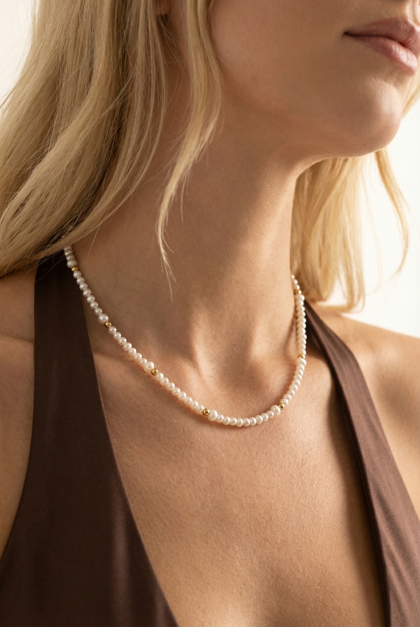 Emili & Pete Pearl Necklace & Earrings Set – 18K Gold