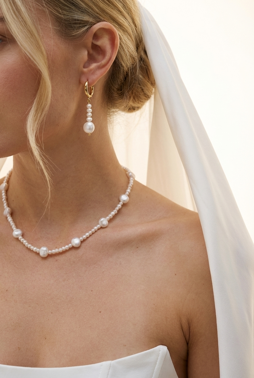 Kylie Freshwater Pearl Necklace & Earrings Set