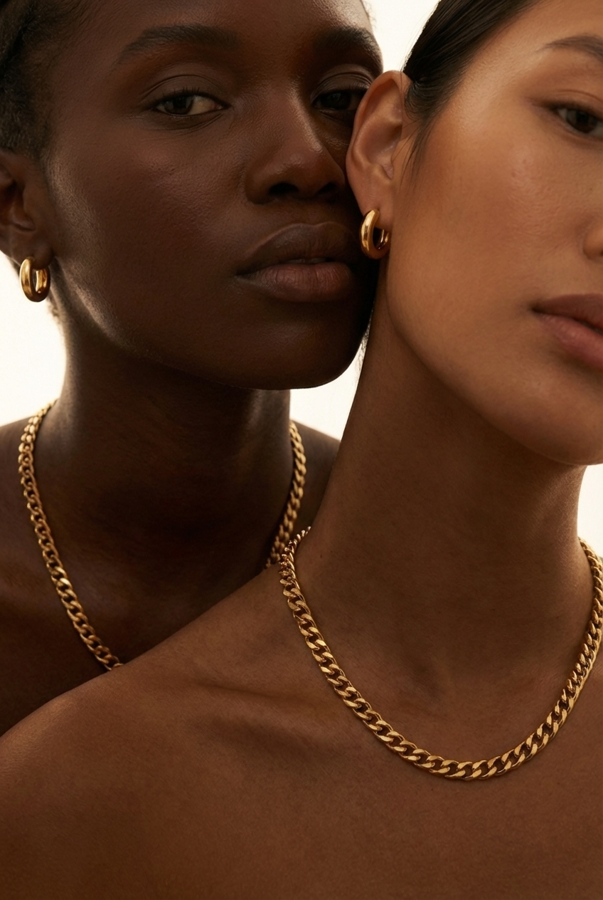 Lisa Cuban Chain Necklace + Antoni Earrings Set