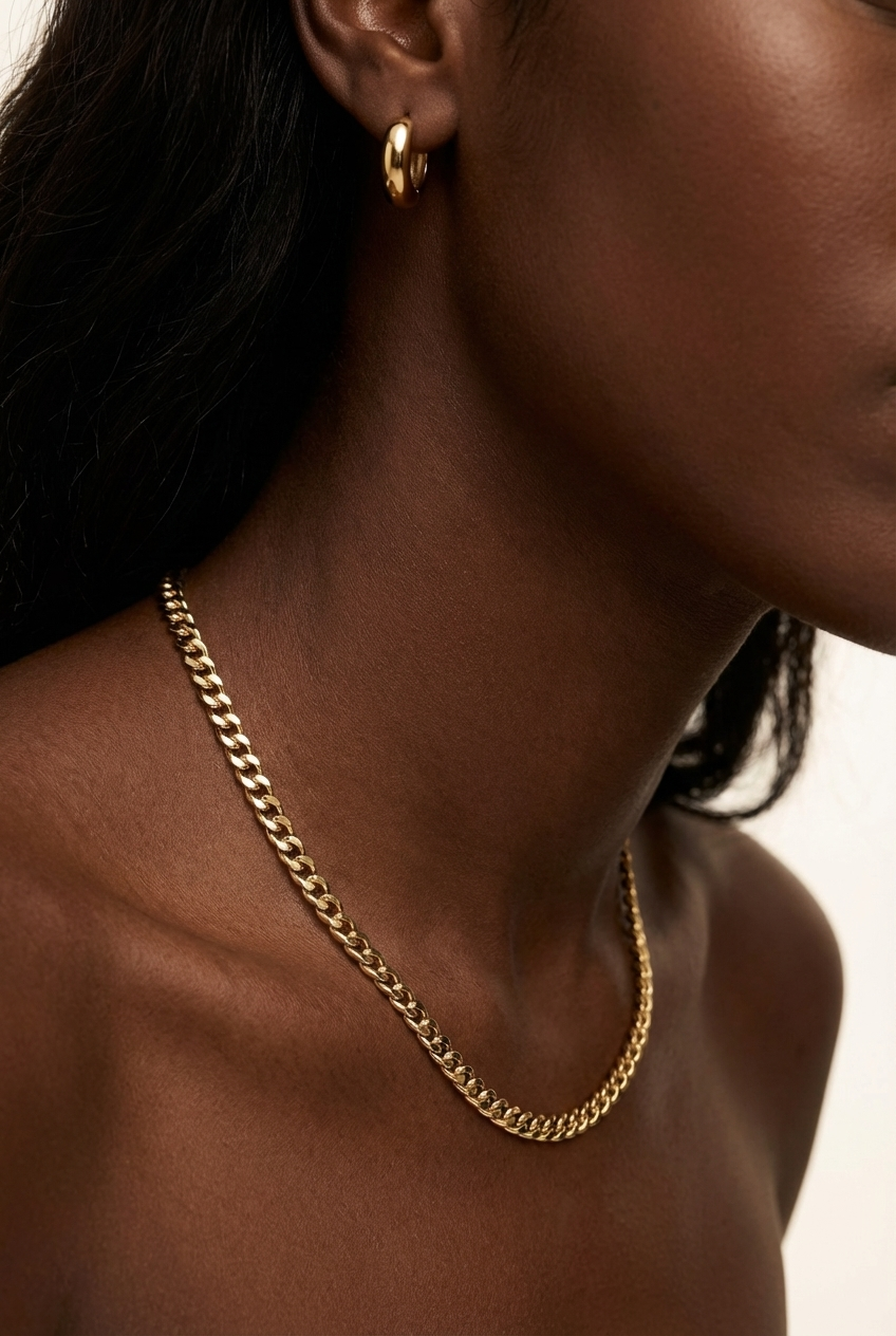Lisa Cuban Chain Necklace + Antoni Earrings Set