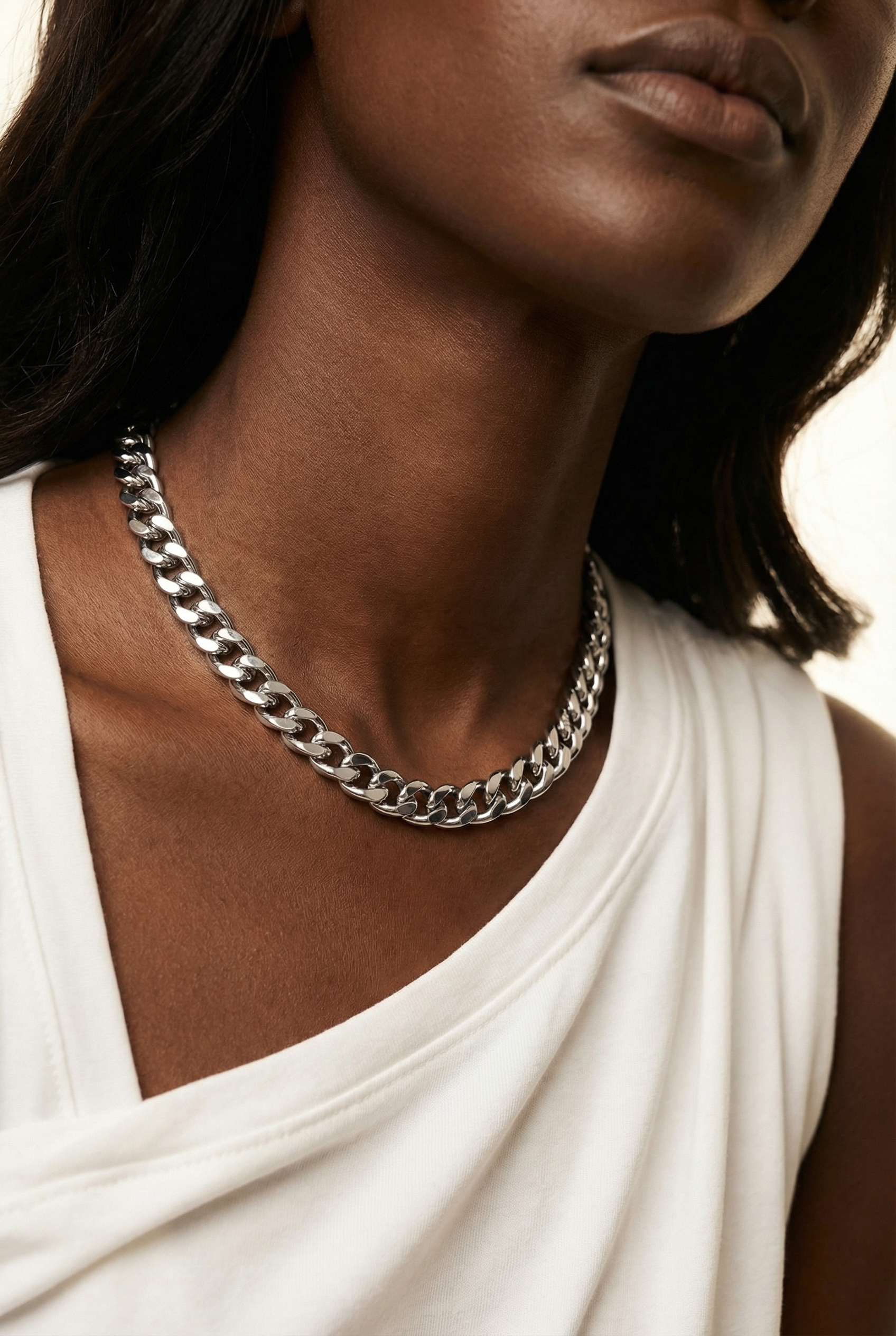 Lisa Silver Cuban Chain Necklace
