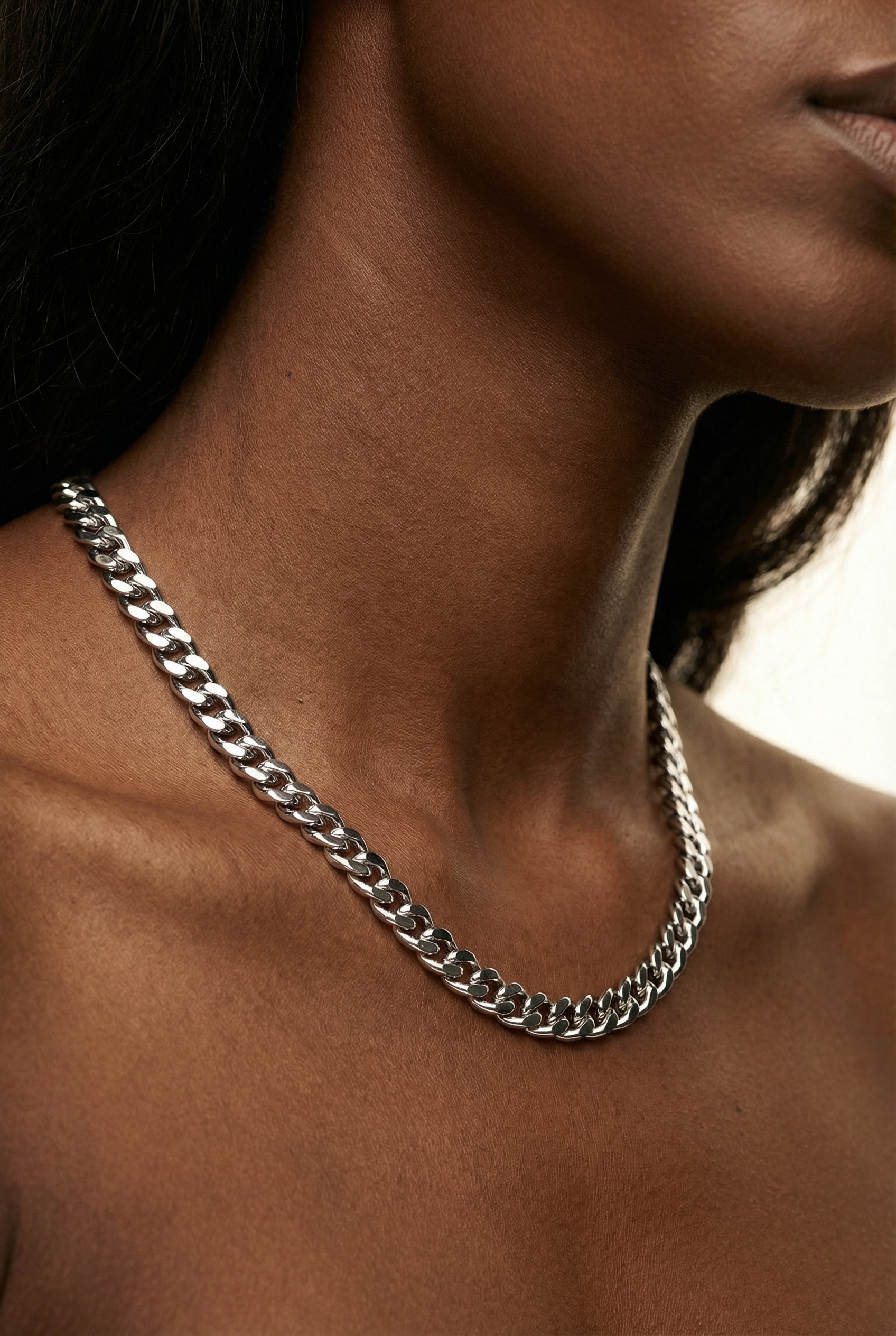 Lisa Silver Cuban Chain Necklace