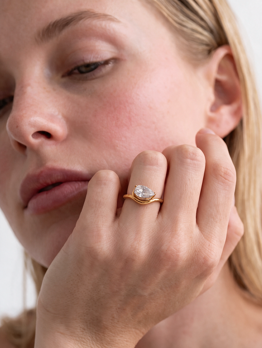 Margot Solitaire Ring – Cubic Zirconia, 18K Gold Plated