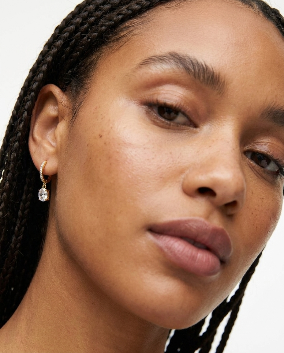 Oval Charm Earrings - Gold