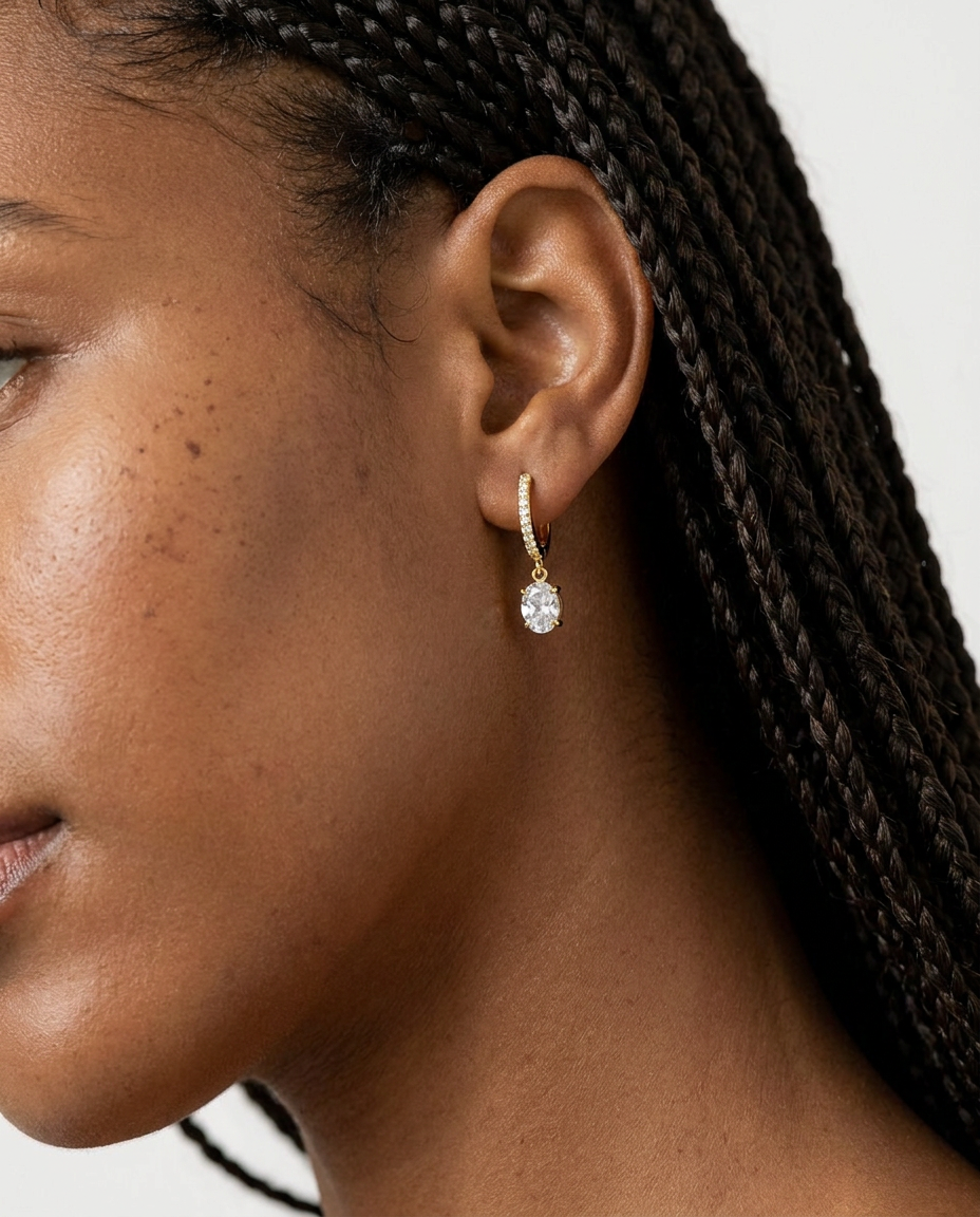 Oval Charm Earrings - Gold