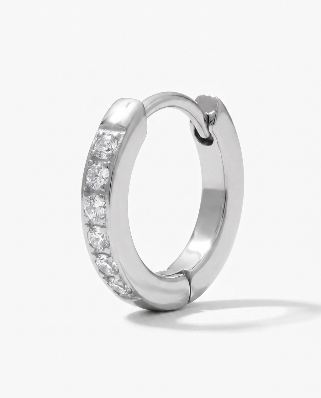Pavé Huggie Hoops - Silver