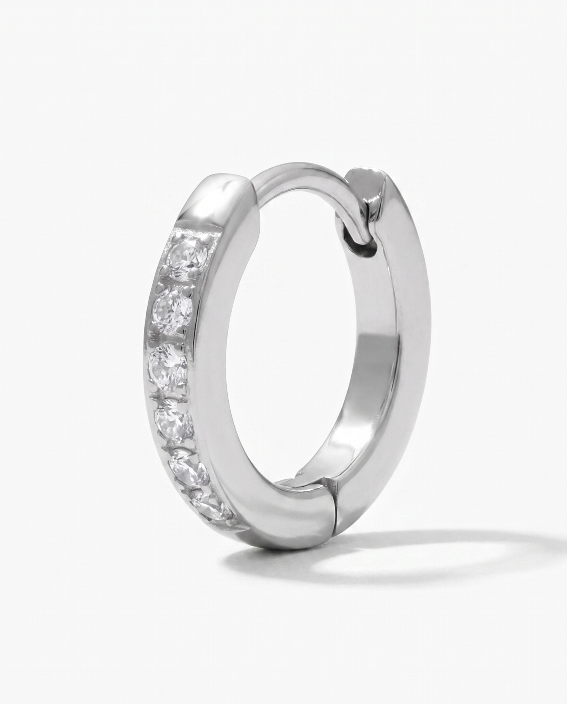 Pavé Huggie Hoops - Silver