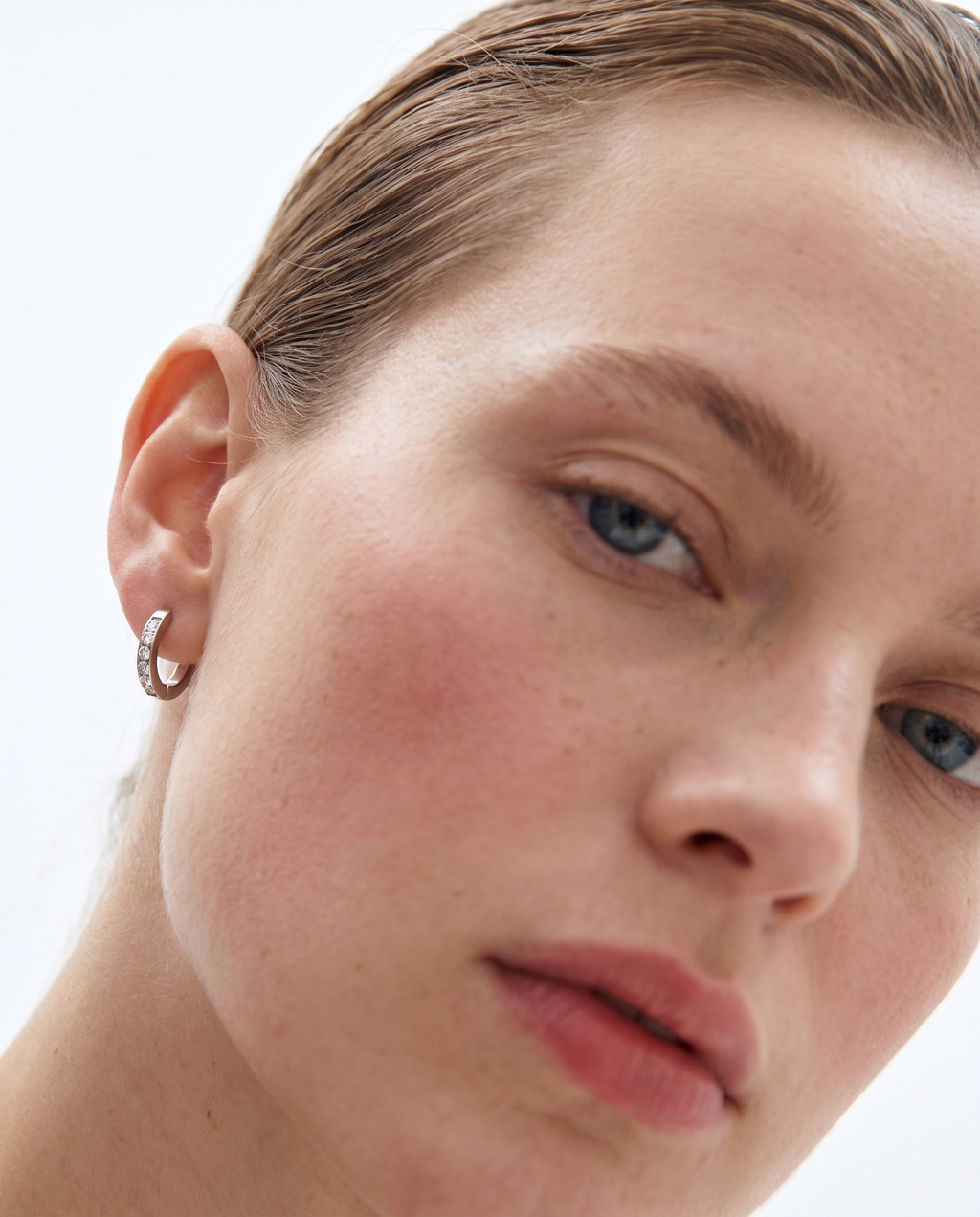 Pavé Huggie Hoops - Silver