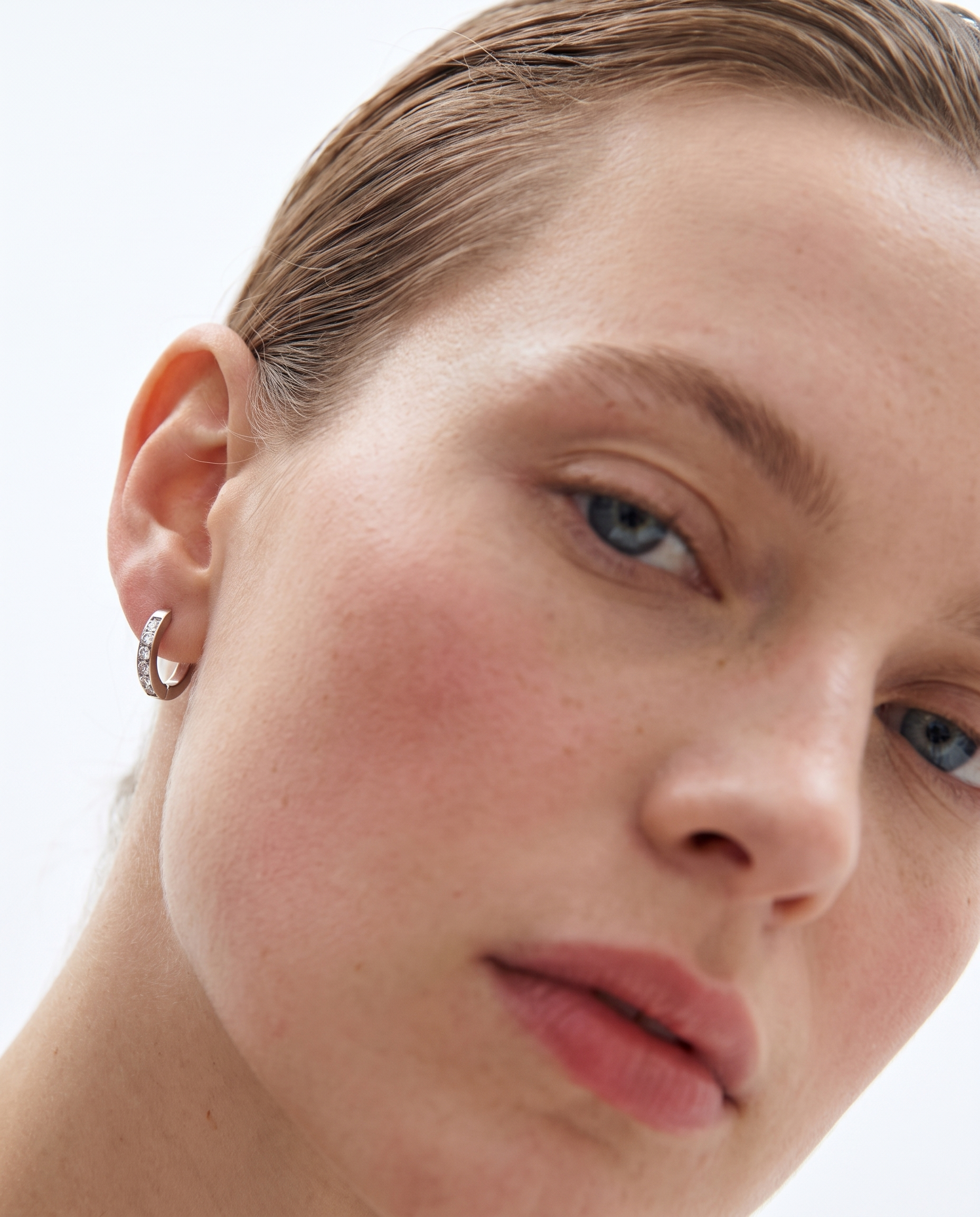 Pavé Huggie Hoops - Silver
