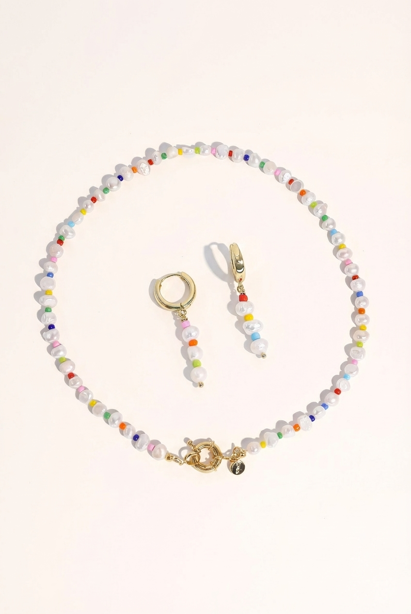 Amber Necklace & Amber Earrings Set | Gold
