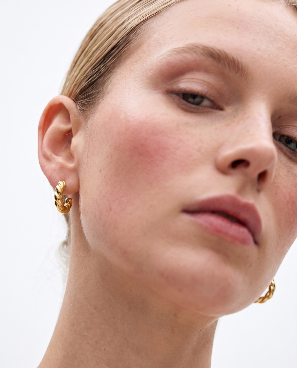 Croissant Twisted Gold Hoop Earrings