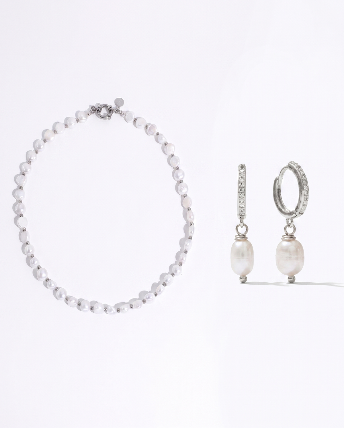 Jean & Lou Baroque Pearl Set – Silver, 9-11mm Pearls
