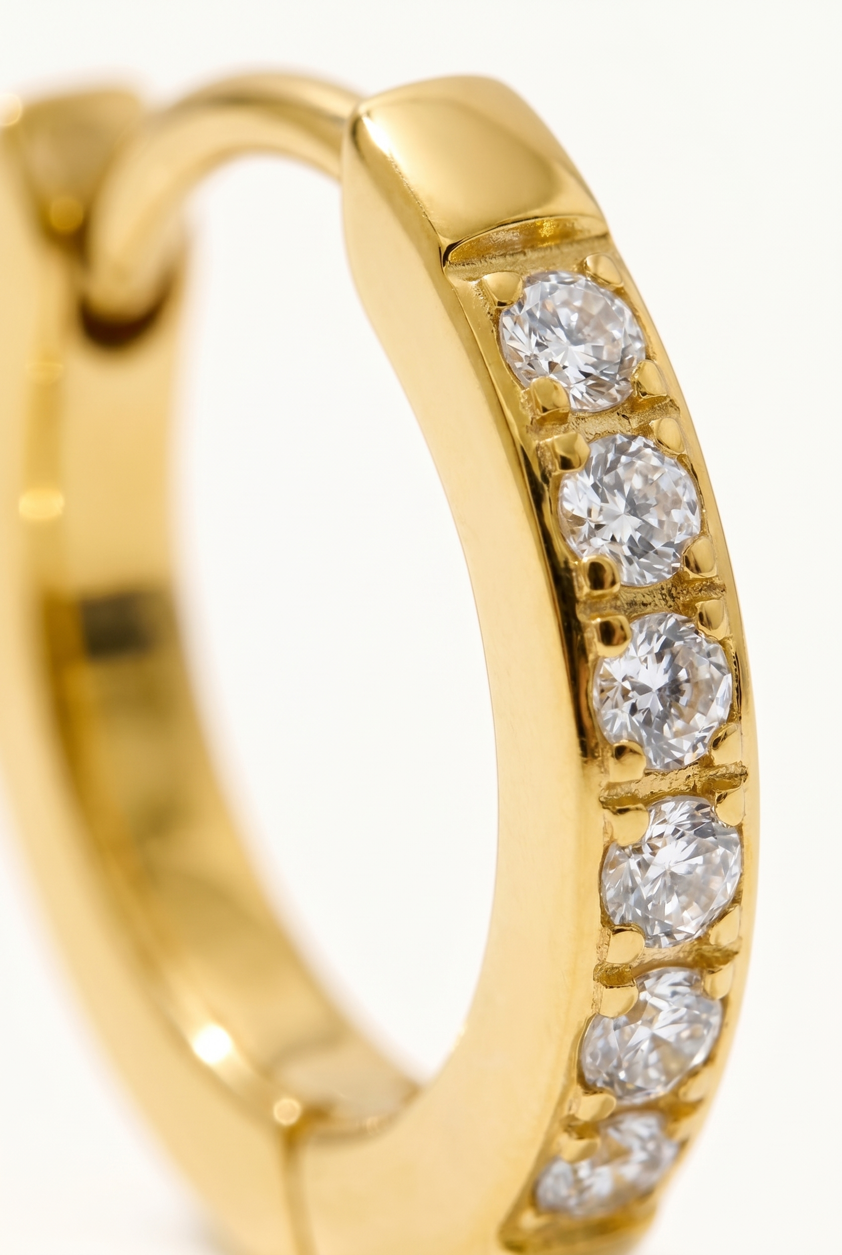 Pavé Huggie Hoops - Close Up Detail