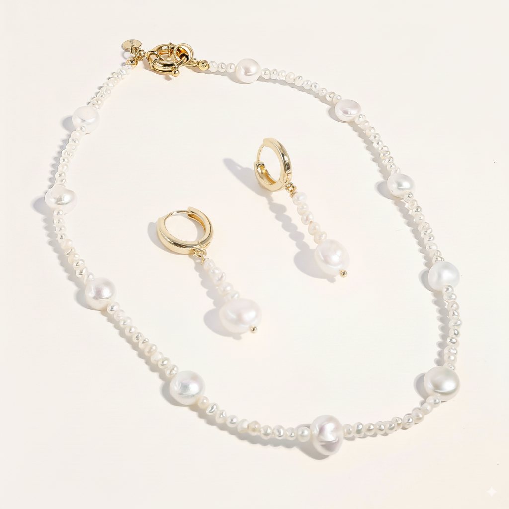 Kylie Freshwater Pearl Necklace & Earrings Set - Joey Baby