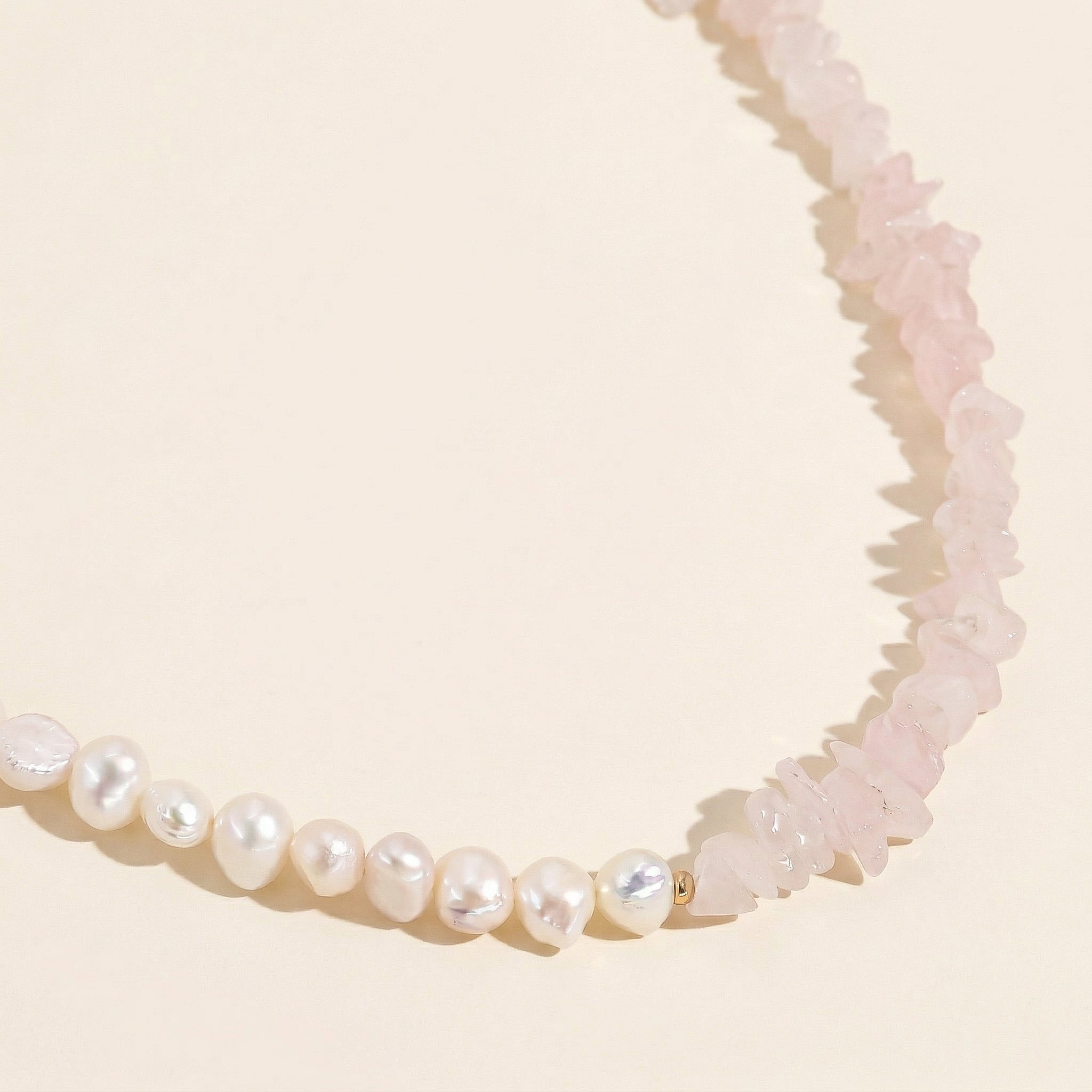 Rose Quartz Necklace with Pearl