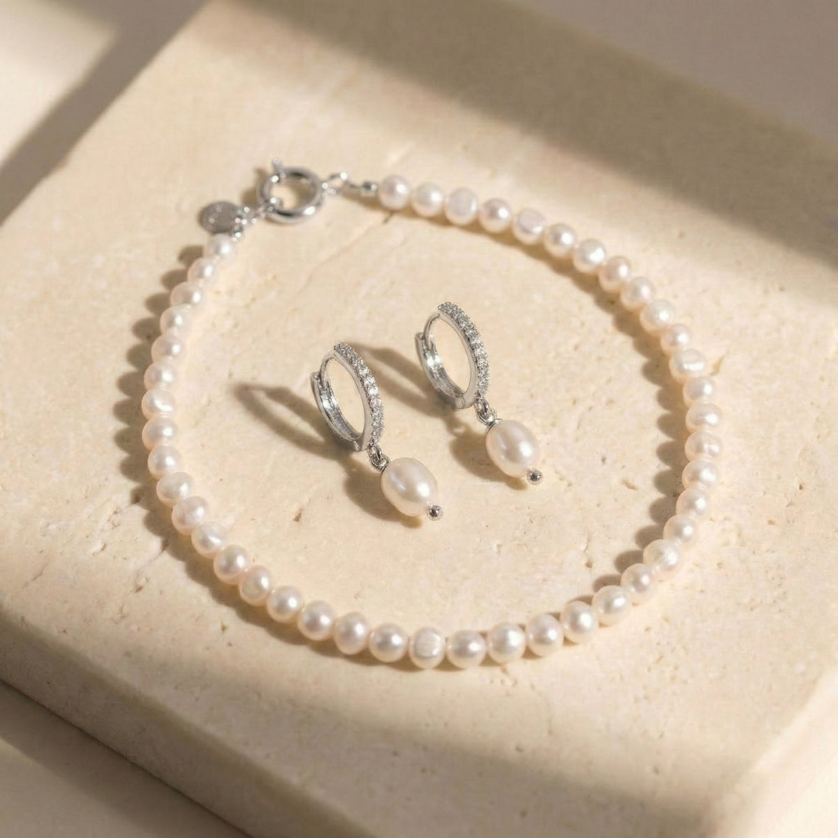 Baroque Pearl Bridal Necklace & Earrings Set