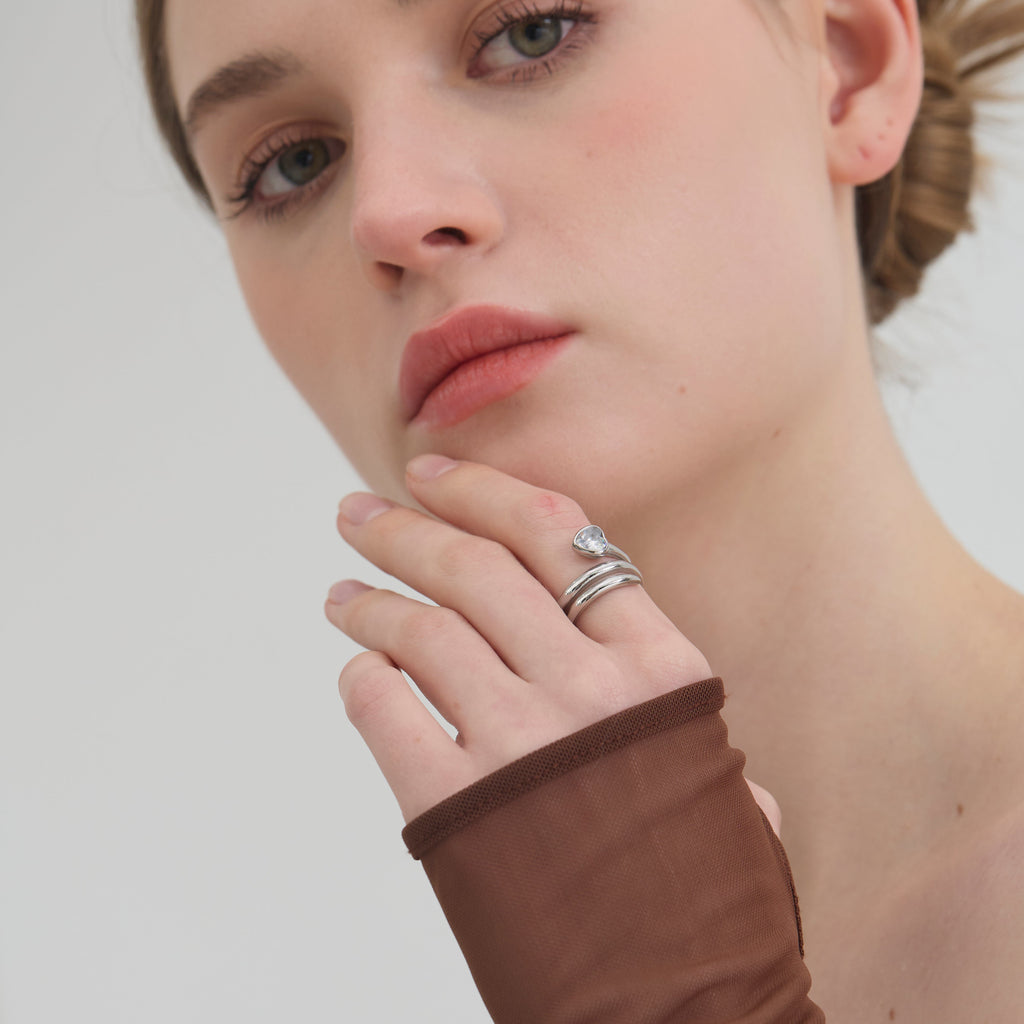 Sadie Stackable Heart Ring Set – Silver Stainless Steel - Joey Baby