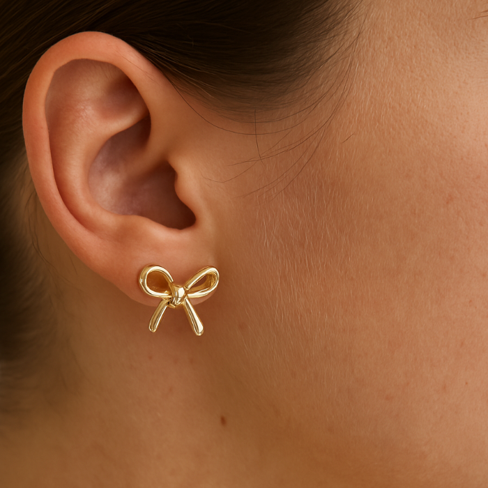 Vanilia Bow Earrings Gold - Joey Baby