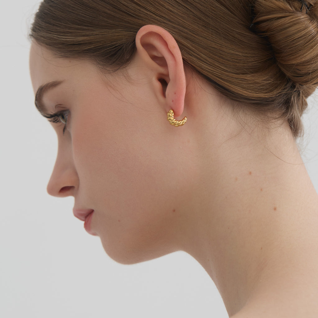 Croissant Twisted Gold Hoop Earrings - Joey Baby