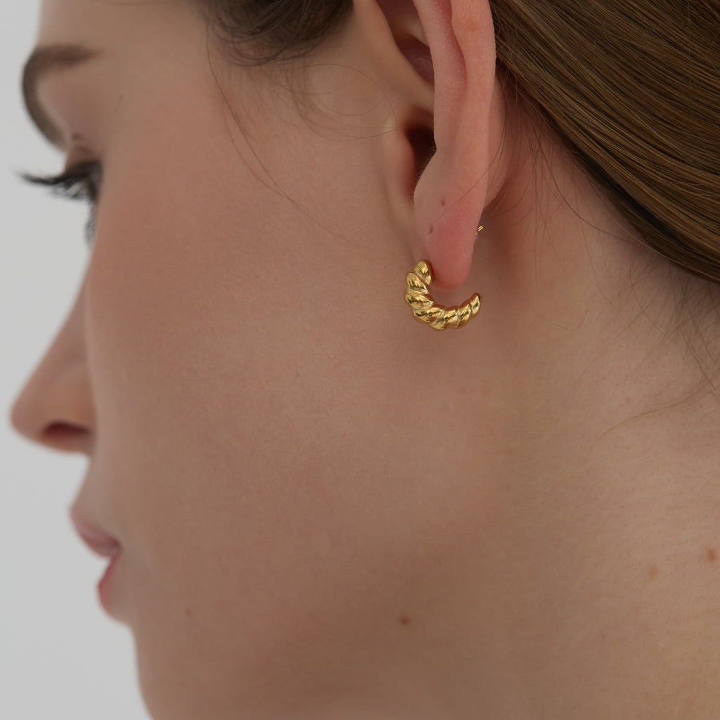 Croissant Twisted Gold Hoop Earrings - Joey Baby