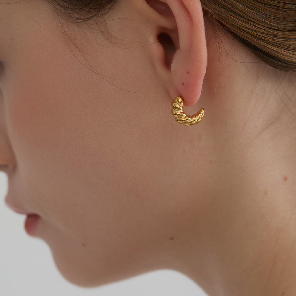 Croissant Twisted Gold Hoop Earrings - Joey Baby